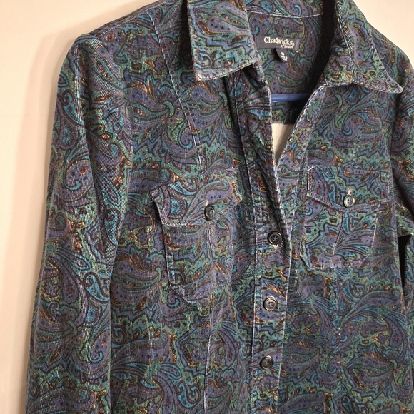 Chadwicks Paisley Corduroy button front Dress Size 10 - Picture 4 of 9